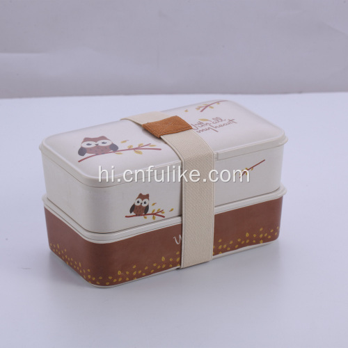 उल्लू पैटर्न बांस खाद्य कंटेनर बॉक्स